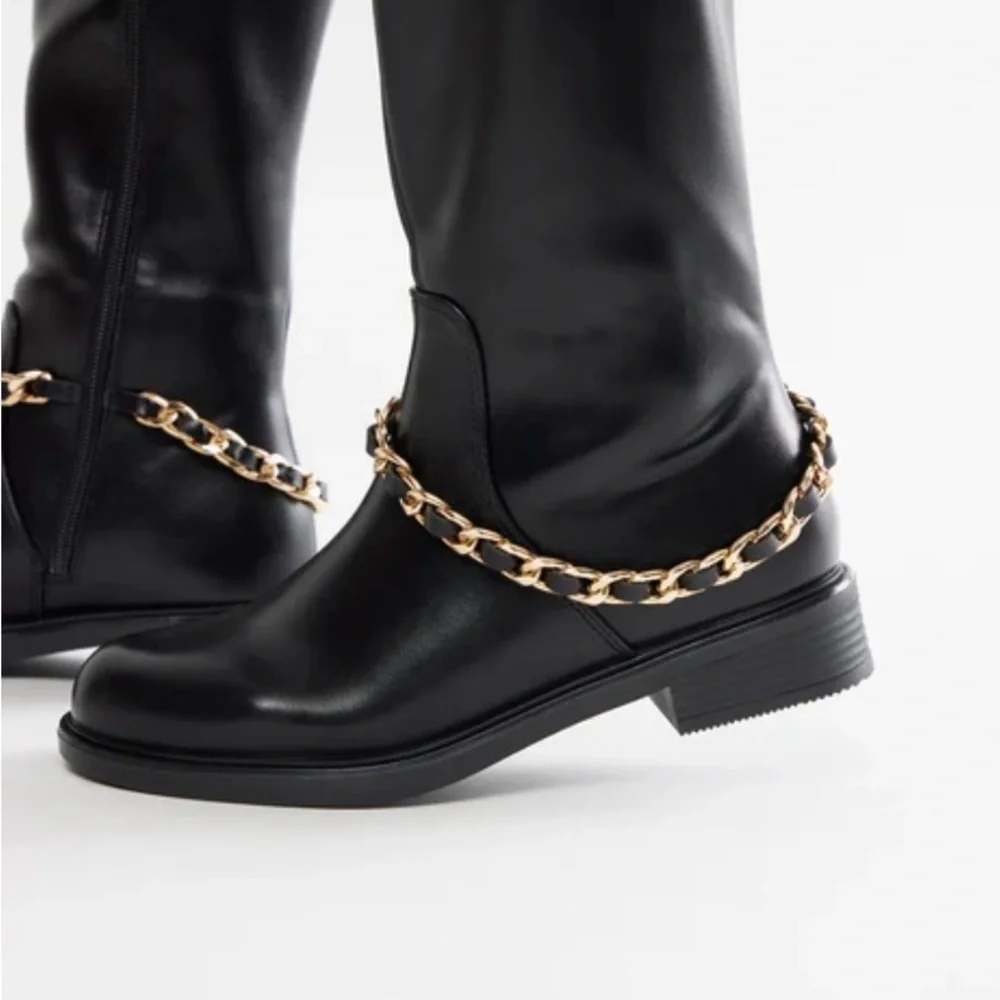Chain-leather Boots